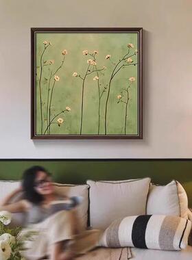 绿色风景法式中古风客厅装饰画高级小众艺术复古卧室餐厅挂画治愈