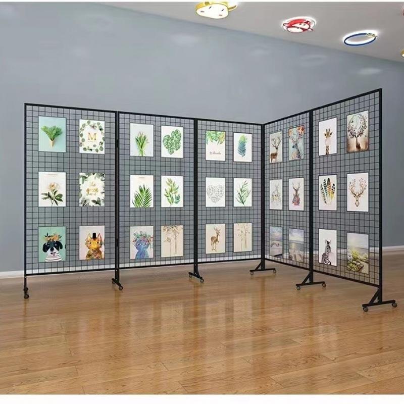 折叠网格展示架移动展览架户外美术展示画展画室幼儿园作品展示架