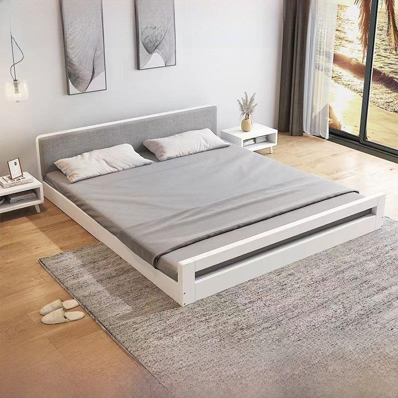 榻榻米床架日式矮床现代简约落地式平床架软靠背实木双人床