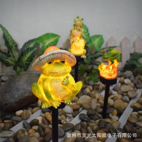 新款太阳能灯防水庭院花园草青蛙露台装饰树脂BGZ20070动物造灯型