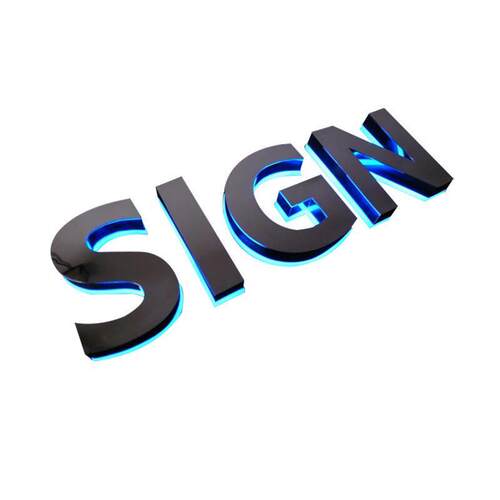不锈钢背发光字广告牌发光字门头招牌制作不锈钢包边发光字金属字
