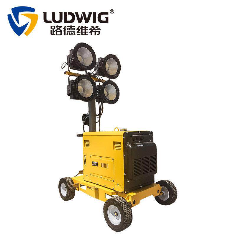300瓦推车移动照明灯塔车柴油低噪音发电机组1KW金卤灯GLTW550