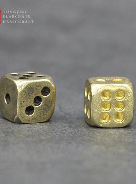 个性纯铜骰子酒吧夜店把玩实用黄铜圆角色子配饰工艺品转运礼物