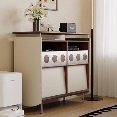 初心复古斗柜实木包豪斯奶油风餐边柜储物樱桃木客厅小户型唱片柜