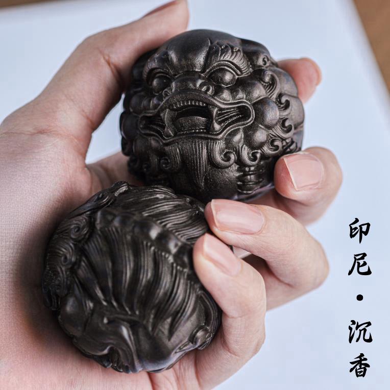 印尼沉香木雕貔貅手把件男士随身把玩解压文玩手球老人盘玩球