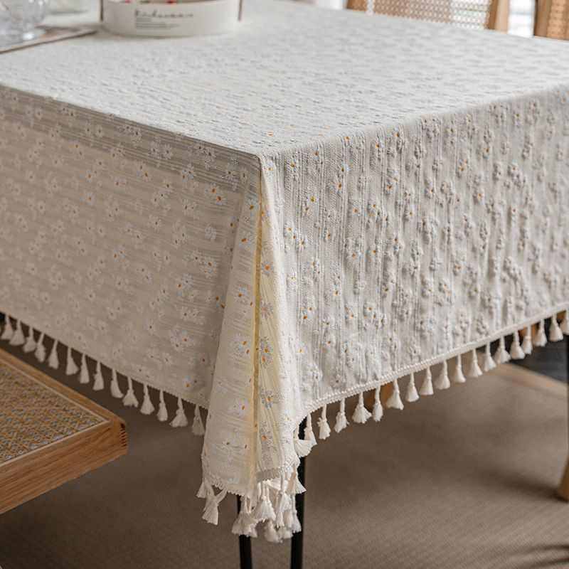 棉麻小雏菊桌布正方形防水防油2024新款ins风日式小清新茶几台布,居家布艺,椅套/椅垫,淘宝优惠券,粉丝福利购,淘宝优惠卷