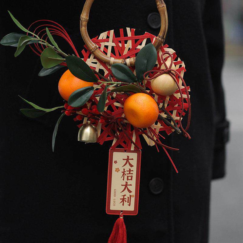篾匠姑娘竹编门挂手工diy材料结婚乔迁节日高端花环中国结挂饰