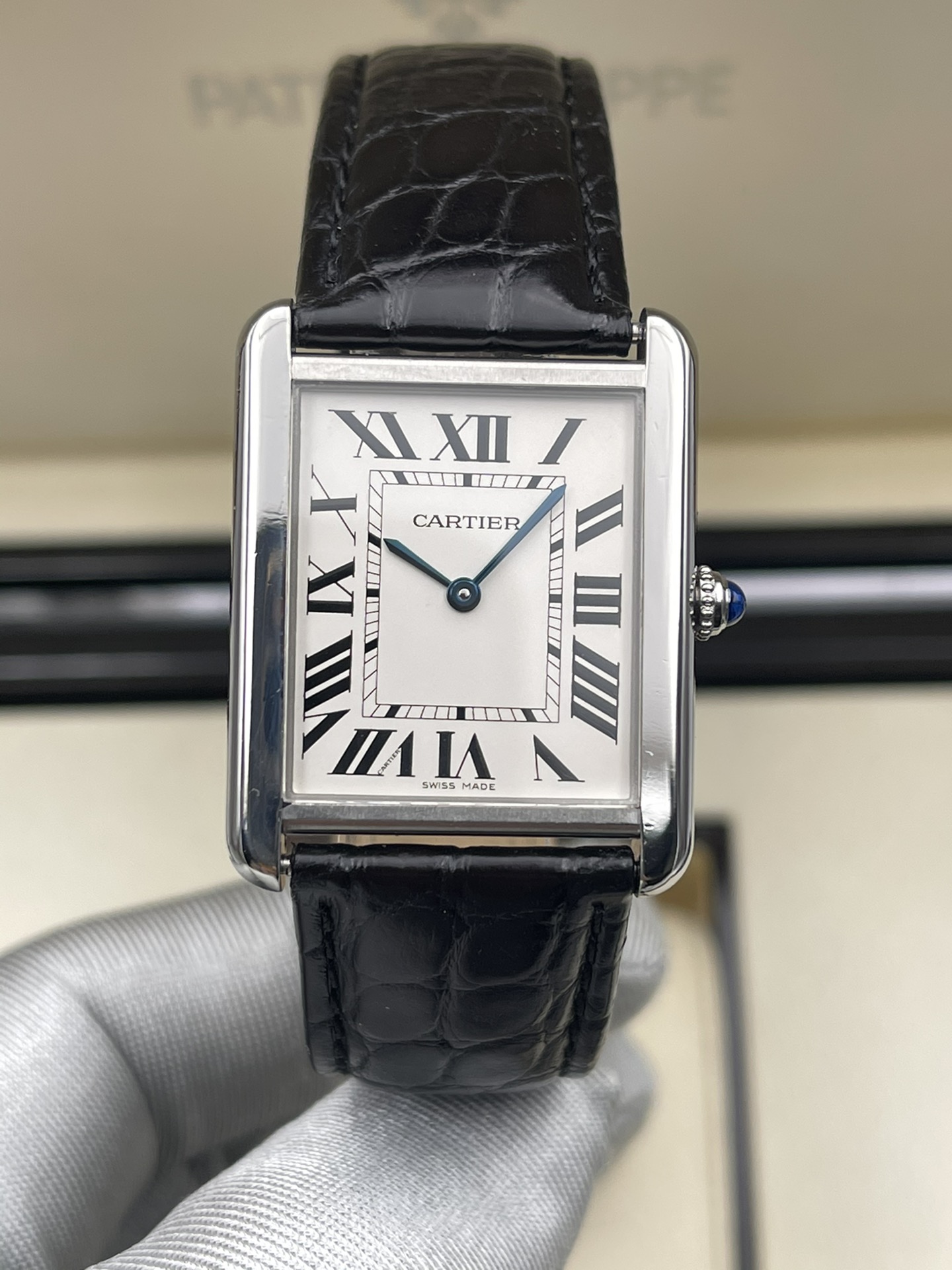 [98新]卡地亚中号坦克女士手表精钢石英手表女款腕表W5200003