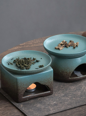 古风窑变烤茶炉蜡烛加热香精香粉陶瓷香炉户外烘茶温茶炉香熏配件