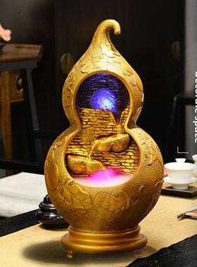 招财进宝风水轮室内客厅假山流水喷泉摆件开箱礼物葫芦时间跑球