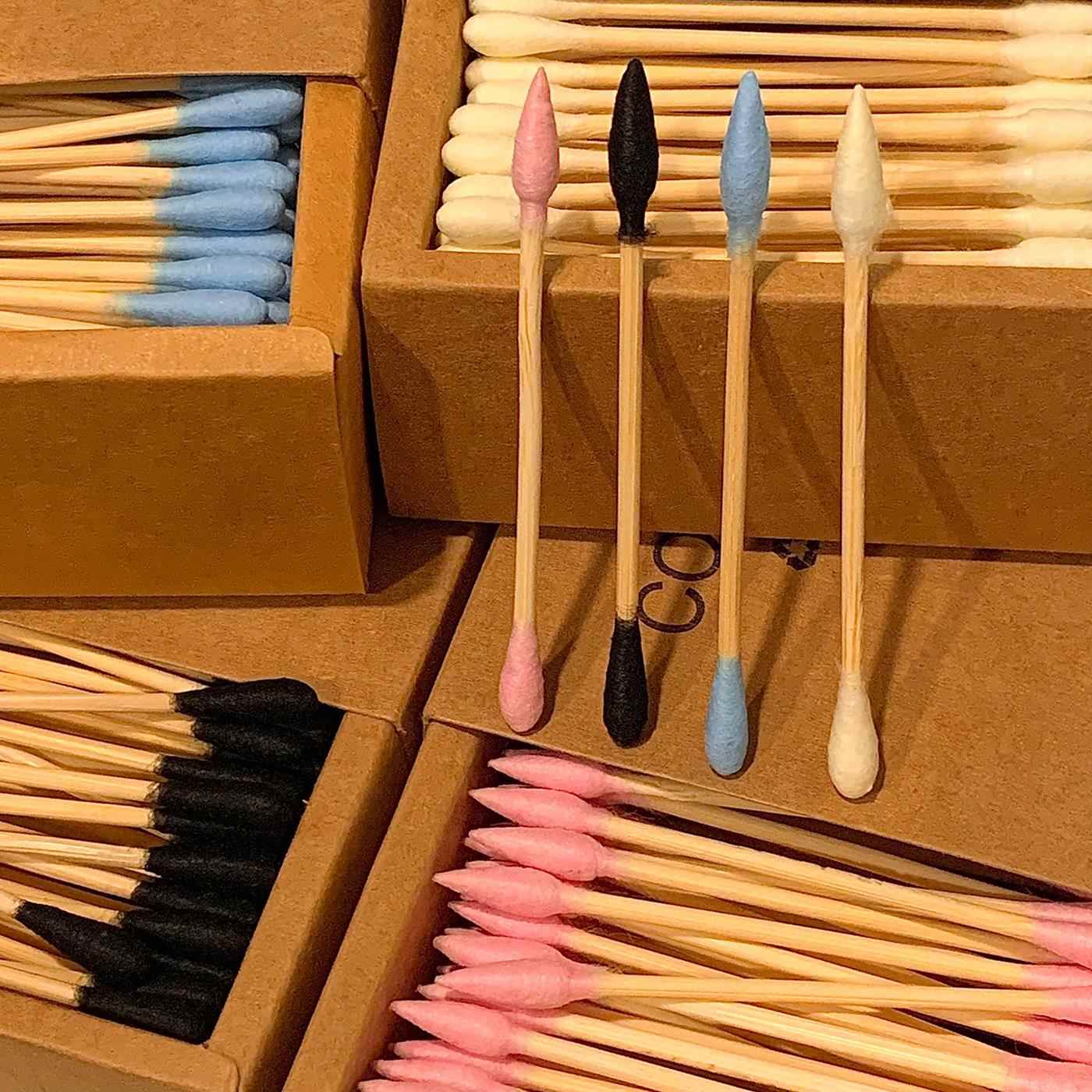 环保竹木~200支装化妆棉棒牛皮纸盒一次性卫生清洁卸妆双头棉花棒