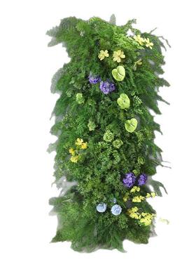 订婚宴布置森系花柱牛角拱门全套仿真花仿真绿植场景婚礼假花绿色