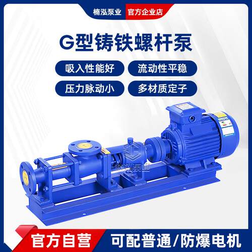 G型铸铁螺杆泵浓浆泵卧式污泥泵电动填料密封丁晴橡胶加药转子