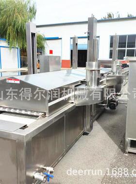 DR-6500型全自动鱼块油炸机挂浆鱼饼油炸流水线链0板式不粘网带