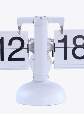 小天平自动单脚双脚翻页座钟书桌床头台钟 创意钟表金属摆钟