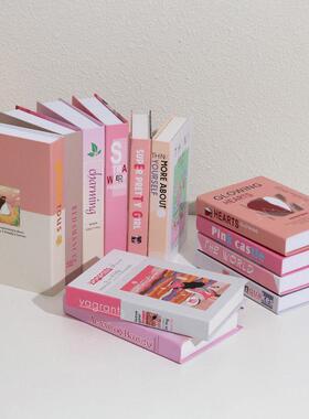 粉红色的假书装饰品装饰书女孩房间模型室客厅书柜儿童的人造书装