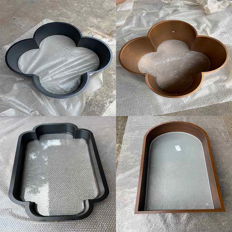 不锈钢中式海棠花窗框宋式小轩窗梅花垭口套半圆弧形阳台拱形门套