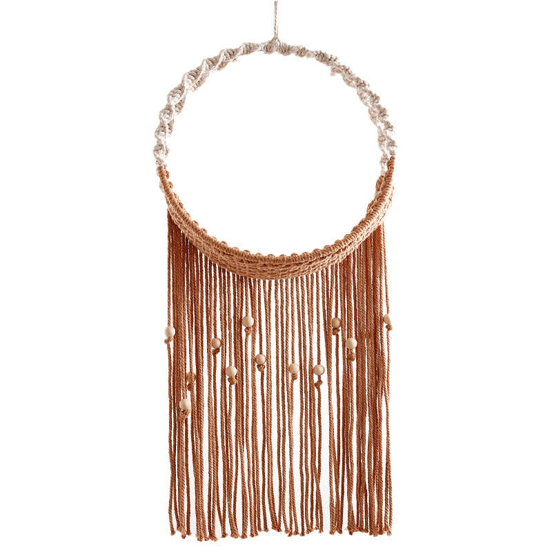 新款流苏手工北欧墙面盆栽植编织物架挂毯绳装饰绿置壁挂网兜棉