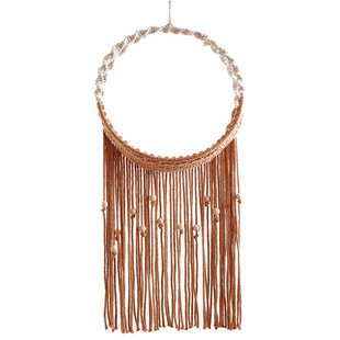 新款流苏手工北欧墙面盆栽植编织物架挂毯绳装饰绿置壁挂网兜棉