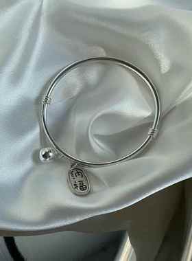 高档一十七手作 9铃99足银实心手 平喜乐招镯财纳福铛纯银手安环