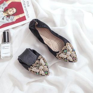 子女单鞋 豆豆鞋 一脚妈蹬妈鞋 高档2023春秋季 女鞋 鞋 大底码 新平款