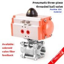 气动三片式丝扣球阀Q11F-16P不锈钢直通快速切断阀丝口阀门4分1寸
