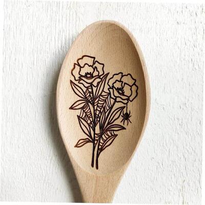 Halloween Flowers And Spider Wooden Spoon Kitchen room Decor