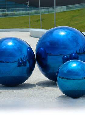 不锈钢明亮的皇家蓝色镜子空心球商场橱窗装饰圆球商店挂球圣诞装