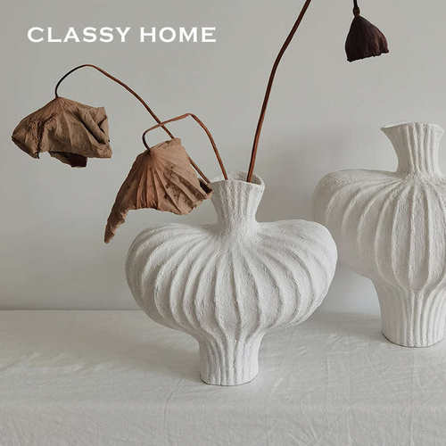 批发民宿风凝脂纯手工高温陶瓷花瓶 侘寂艺术花器摆件 北欧花插