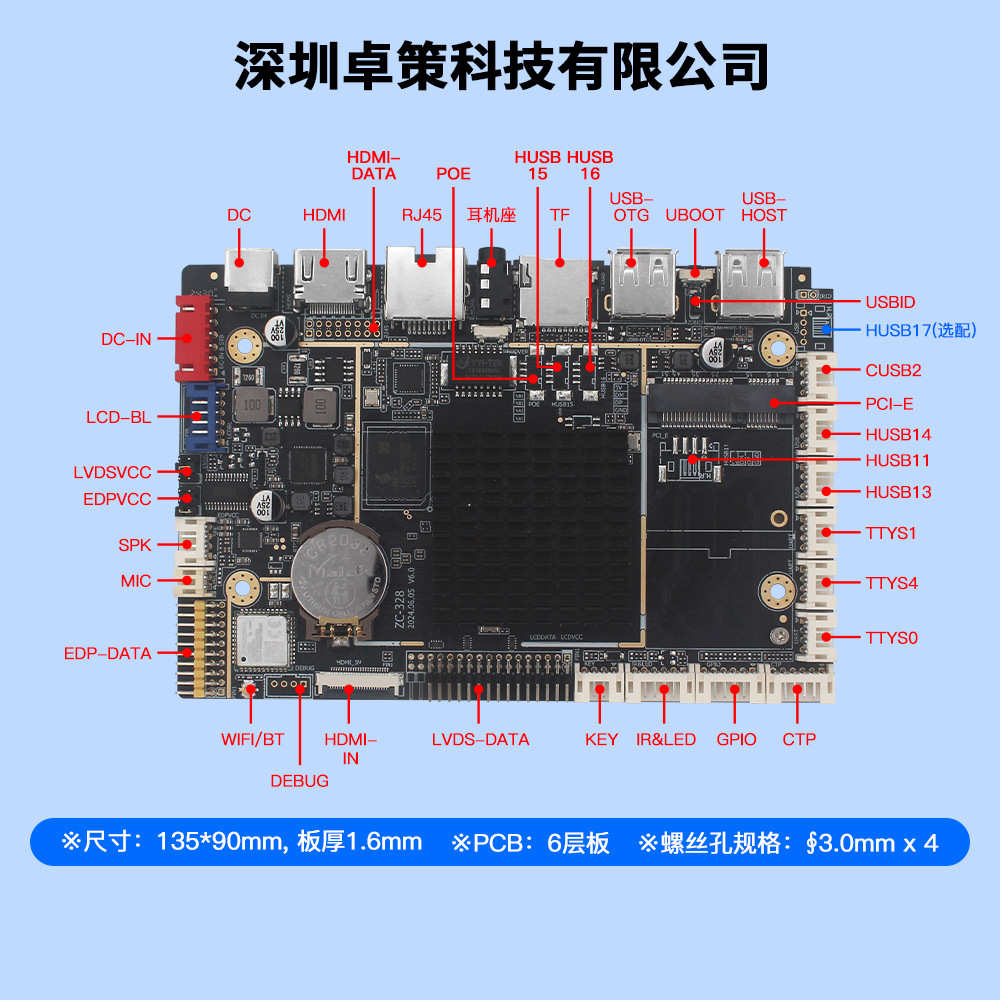 RK3288安卓主板 适用于单机网络4K双屏同异显镜面广告机等 可开发