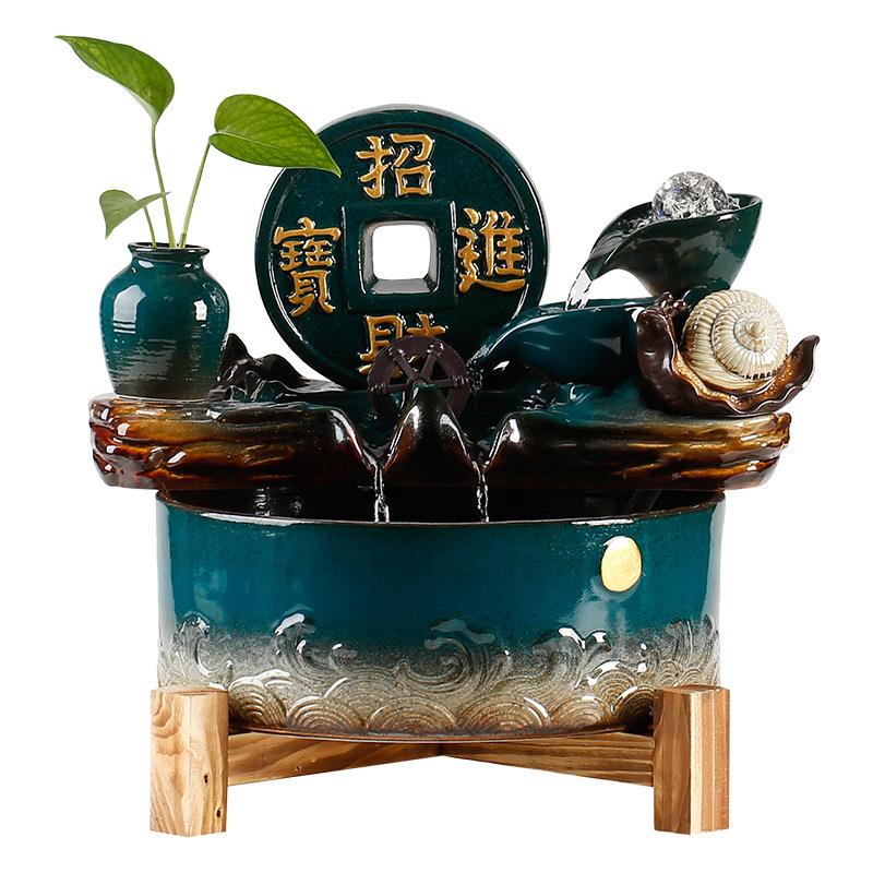 陶瓷加湿器流水摆件家居创意喷泉水车桌面乔迁开业礼品雾化循环水