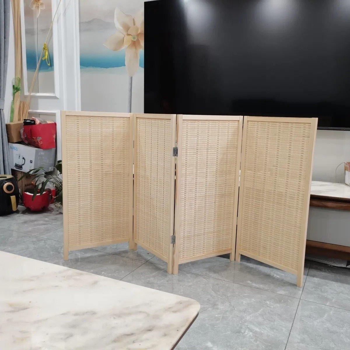 竹片竹编儿童幼儿园区角办公酒店小屏风隔断活动区域移动折屏玄关