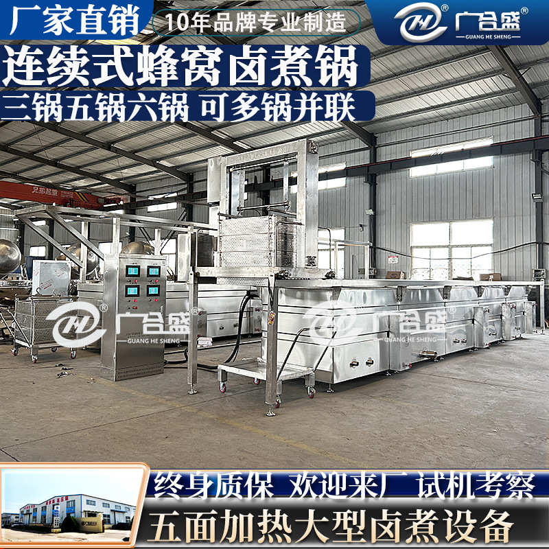 大型蜂窝六连煮煮牛肉方形夹层锅烧鸡全自动三连蒸汽锅吊装卤卤