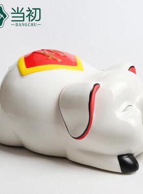 储钱猪罐ORW意陶瓷工艺品储蓄罐福财对猪创趴福趴居财陶瓷罐家摆