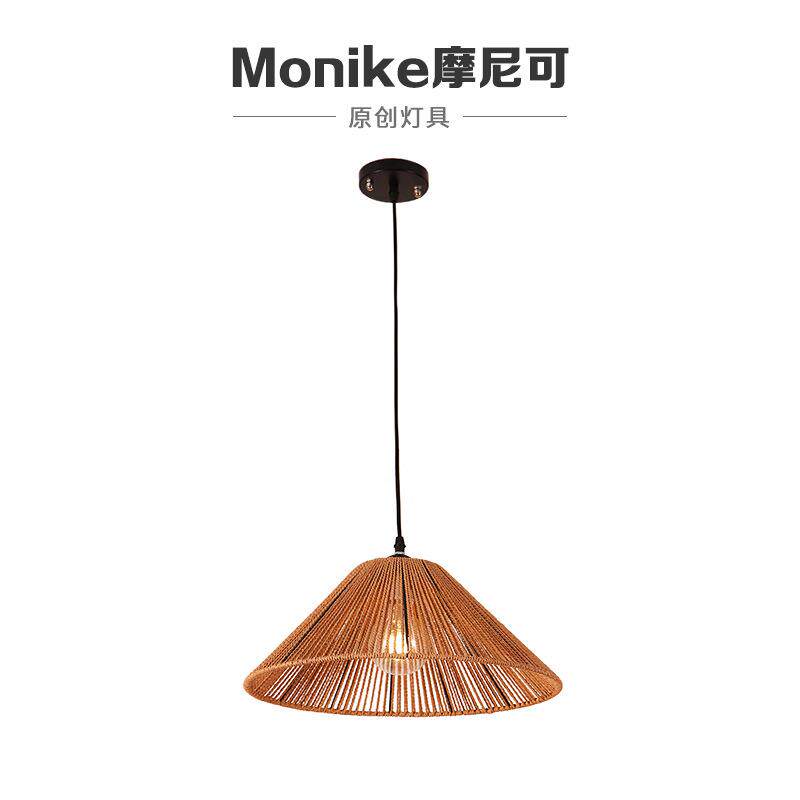 创意单头led简约餐厅床头吊灯过道家装室内氛围铁艺藤艺中山灯具