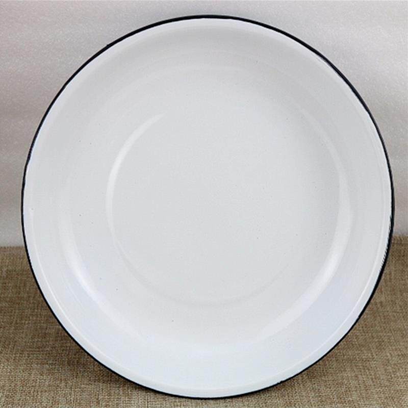 搪瓷搪瓷深盘饺子盘铁盘经典大盘鸡盘子饭碟怀旧怀旧餐厅盘子老式