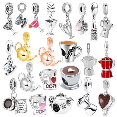 Hot Coffee Pot Cup Cocktailcup Teapot Dangle Charm Beads
