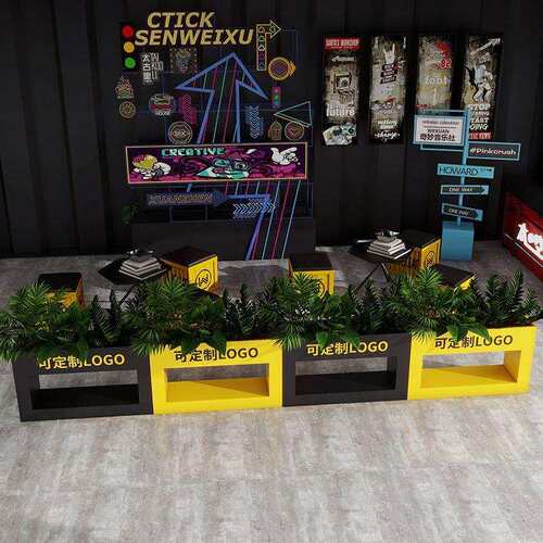 铁艺户外花箱组合网红售楼部花坛商业街种植外摆围栏隔断花槽组合