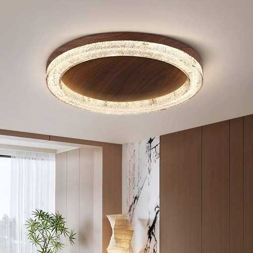 意木纹冰晶中式吸顶灯高档树脂奢复古间卧房主古风胡桃卧室轻灯具