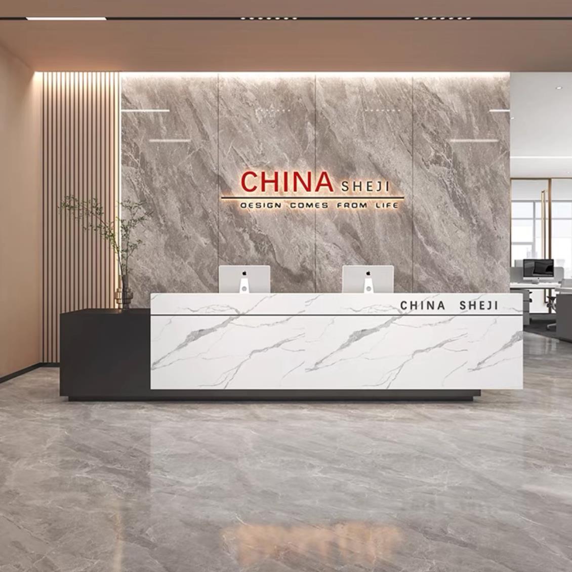 定制公司酒店前台接待台简约现代烤漆吧台收银柜台样品屋展示中心