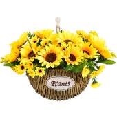 挂饰 饰墙面创意挂篮挂墙彷真花假花套装 草编藤编壁挂式 花篮花盆装