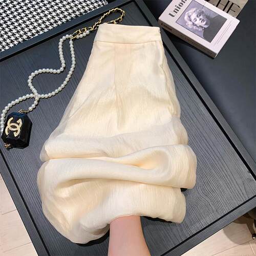 SPYB仙气薄纱阔腿裤女春秋季新款气质高腰垂感设计宽松休闲显瘦裤