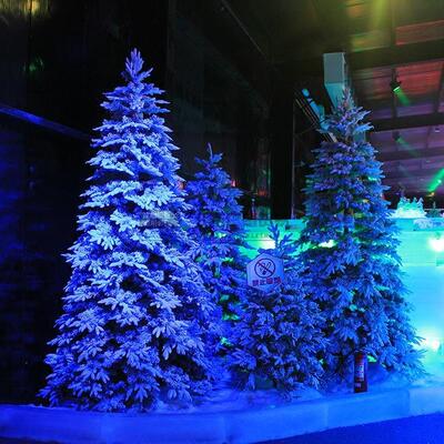 圣诞雪景树雪场拍摄装饰树圣饰诞树F756J6HM冰雕馆装雪树植雪绒景