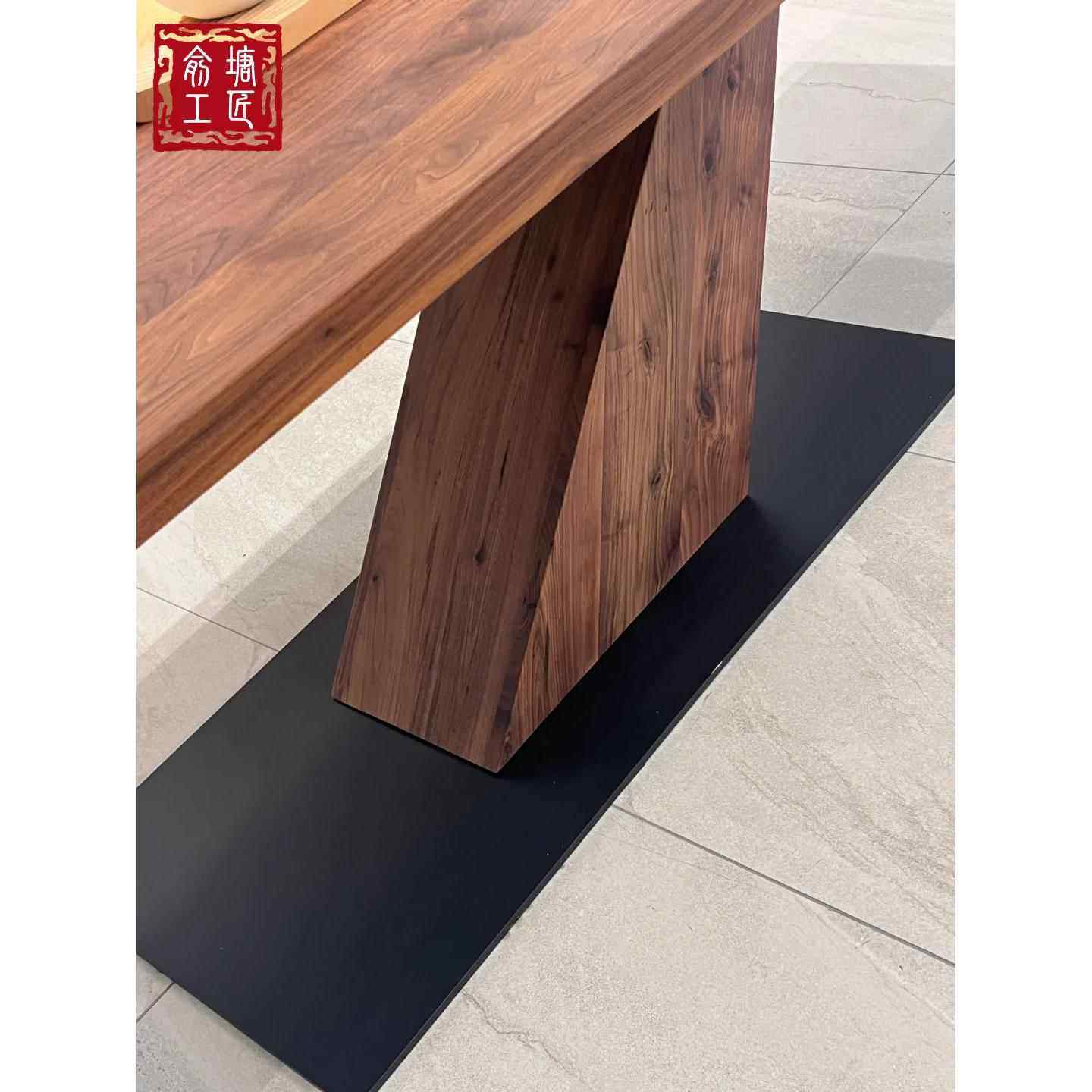 fc新办NBY中式北美实黑胡桃木木大餐桌茶桌桌简约设计感会议公桌