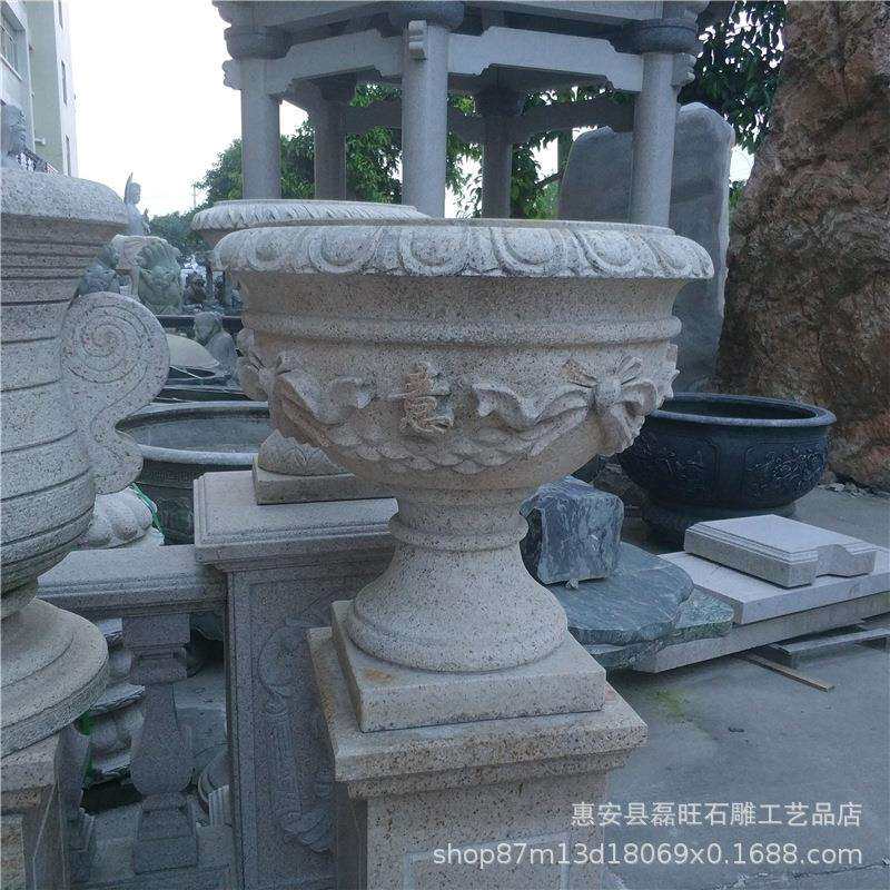 厂家供应石雕花岗岩石材花盆园林景观欧式花钵绿化摆件现货
