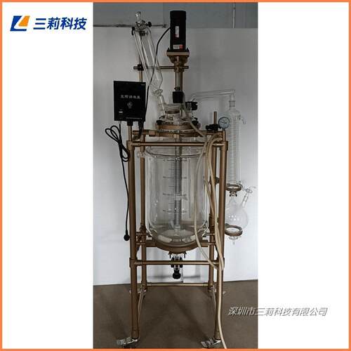 S212-100L双层玻璃反应釜 喷塑防腐型中试型双层玻璃反应釜