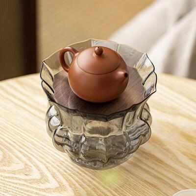 玻璃建水大容量茶桌废水茶缸茶渣桶大号储水壶承水盂茶洗茶道配件