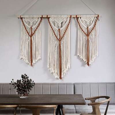 亚马逊新款波西米亚挂毯 简约装饰手工编织挂毯三段门帘隔断可拆