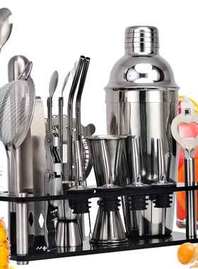 新款黑色亚克力套装 鸡尾酒调酒器酒吧工具20件套 CG1236