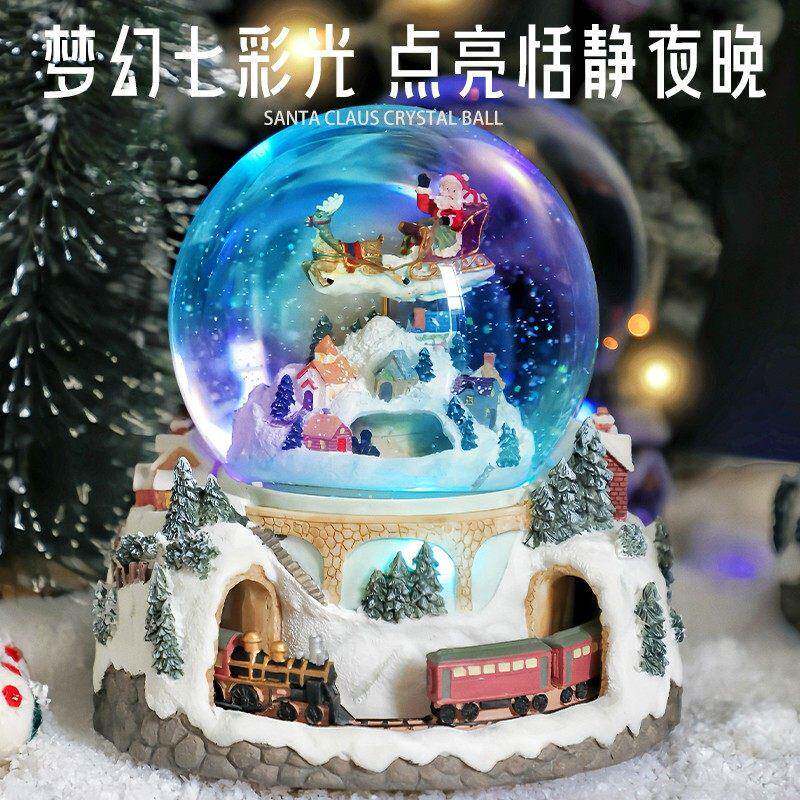耶诞节雪花水晶球音乐盒八音盒旋转送女朋友闺蜜女孩儿童生日礼物